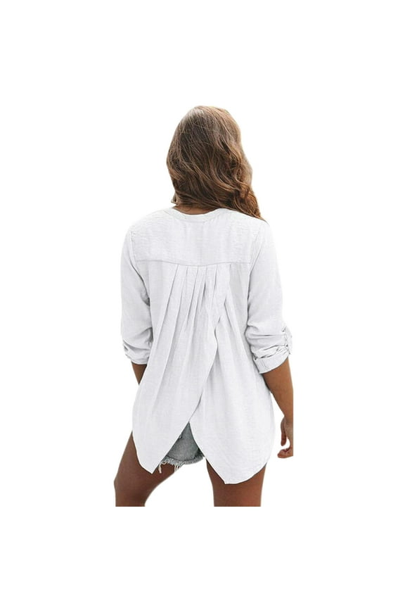 Womens Summer Outfits, Womens Tops, Trendy Women Shirts Casual Long Sleeve V-Neck Blouse Stylish Tops for Everyday Wear
