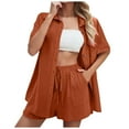 thumbnail image 1 of Womens Summer Outfits plus Size Swimwear Boy Shorts Swimsuit Cover up Set Little Girl Swimsuit Bottoms Ladies Bathing Suit Bottoms Bikini Top with Pants Set Women's Fashion Casual Suit Solid Brown XL, 1 of 8