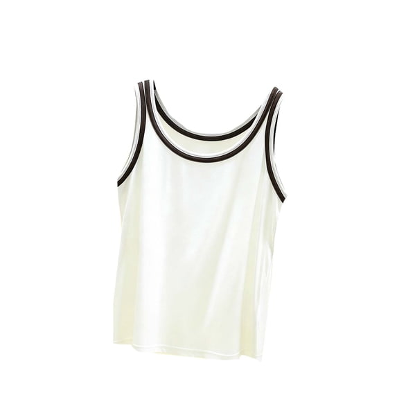 Womens Summer Pajama Tank Tops Round Neck Sleeveless Soft Basic Layering Shirts Summer Comfy Sleep Home Undershirts