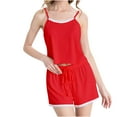 thumbnail image 1 of Womens Summer Pajamas 2 Piece Casual Soft Lace Trim Spaghetti Strap Cami Tops Drawstring Shorts Sets Sleepwear Pjs, 1 of 6