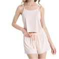 thumbnail image 1 of Womens Summer Pajamas 2 Piece Casual Soft Lace Trim Spaghetti Strap Cami Tops Drawstring Shorts Sets Sleepwear Pjs, 1 of 7