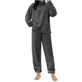thumbnail image 1 of Womens Summer Pajamas Sets New Soft Warm Sleepwear for Women Flannel Loungewear Set 1/4 Zip Pullover and Pant Fuzzy Pajama Sets 2 PCS Winter Outfit Pajama Set Gray One Size, 1 of 5