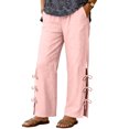 thumbnail image 1 of Womens Summer Pants Casual High Waist Lightweight Side Slit Bow Pants with Pockets 2026 Summer Beach Vacation Trousers, L, 1 of 4