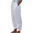 thumbnail image 1 of Womens Summer Pants Casual Loose Cotton And Linen Pocket Solid Color Trousers White S, 1 of 6