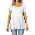 thumbnail image 1 of Womens Summer Petal Sleeve Tops Square Neck Solid Color Casual Office Work Blouses Loose Dressy Basic Tunics T Shirts, 1 of 6