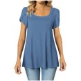 thumbnail image 1 of Womens Summer Petal Sleeve Tops Square Neck Solid Color Casual Office Work Blouses Loose Dressy Basic Tunics T Shirts, 1 of 5