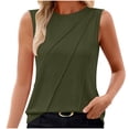thumbnail image 1 of Womens Summer Pleated Tank Top Sleeveless Crewneck Business Casual Loose Tops Shirts 2026 Fashion Clothes Outfits, 1 of 6