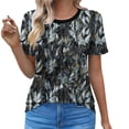 thumbnail image 1 of Womens Summer Pleated Tunic Tops Crew Neck Short Sleeve Floral Stripe Print Soft Stretch Breathable Casual Beach Work Blouses, 1 of 6