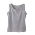 thumbnail image 1 of Womens Summer Plus Size Tank Tops Sleeveless Ribbed Knit Shirt Casual Crew Neck Button Slim Fit Camisoles, 1 of 6