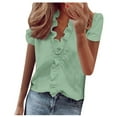 thumbnail image 1 of Womens Summer Plus Size Tops Ruffle V-Neck Blouses Shirts Dressy Casual Trendy Loose Fit 3/4 Sleeve Tees Shirts 5XL, 1 of 5