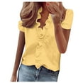 thumbnail image 1 of Womens Summer Plus Size Tops Ruffle V-Neck Blouses Shirts Dressy Casual Trendy Loose Fit 3/4 Sleeve Tees Shirts 5XL, 1 of 5