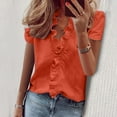 thumbnail image 1 of Womens Summer Plus Size Tops Ruffle V-Neck Blouses Shirts Dressy Casual Trendy Loose Fit Short Sleeve Tees Shirts 5XL, 1 of 7