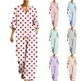 thumbnail image 1 of Womens Summer Polka Dot Matching Set V Neck 3/4 Sleeve Top and Wide Leg Long Pants Lightweight Casual Two Piece Outfit Sky Blue, 1 of 7