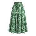thumbnail image 1 of Womens Summer Print Maxi Skirts A Line Flowy Ruffle Tiered Pleated Long Skirt Elegant Elastic Waist Lightweight Drawstring Skirts, 1 of 4