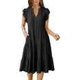 thumbnail image 1 of Womens Summer Ruffle Sleeve V Neck Midi Dress 2024 Fashion Casual Fit Flowy Tiered Boho Beach Vacation Sundress, 1 of 6
