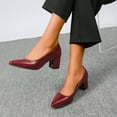 thumbnail image 1 of Womens Summer Sandals Dressy Casual Comfortable Plus Size Work Shoes Solid Color Pointed Toe Heel Block Heel High Heels Spring And Summer Shoes Size 8.5 - Wine, 1 of 9