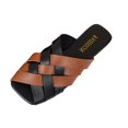 thumbnail image 1 of Womens Summer Sandals Dressy Casual Soft Leather Versatile Closed-Toe Color-Block Woven Flat Slippers Flats For Women Size 5.5 - Brown, 1 of 9