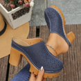 thumbnail image 1 of Womens Summer Sandals Dressy Casual Solid Color Closed-Toe High Heels Heel Slippers Spring And Summer Shoes Size 5.5 - Navy, 1 of 8
