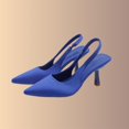 thumbnail image 1 of Womens Summer Sandals Dressy Casual Solid Color Pointed Toe Open Back Style High Heels Beach Sandals Size 6 - Blue, 1 of 5