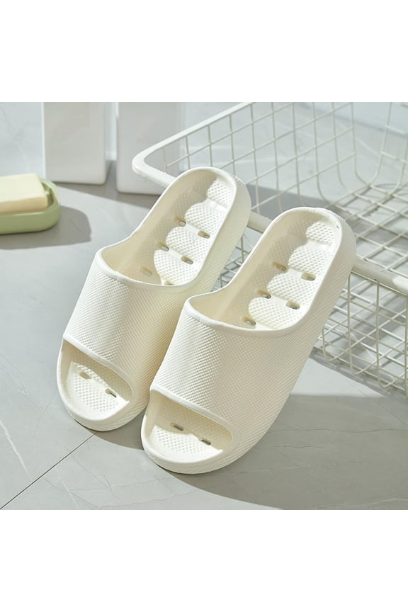 Womens Summer Sandals Dressy Home Slippers Suitable For All Seasons Couples Indoor And Outdoor Thick-Soled Soft-Soled Lightweight Bathroom Slippers Summer Slippers Size 5.5-6 - White