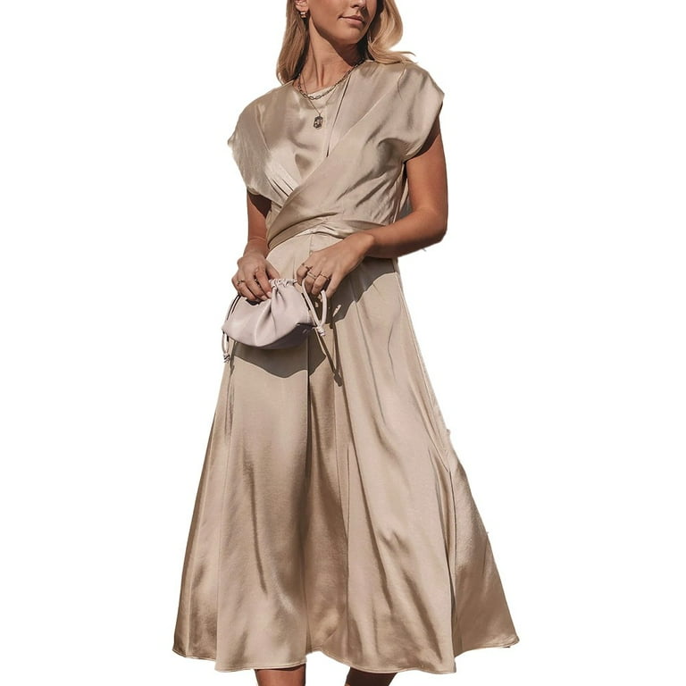 Satin cap shop sleeve dress