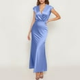 thumbnail image 1 of Womens Summer Satin V Neck Backless Maxi Dress Elegant Midi Dresses Wedding Guest Cut Loose Dress Fall Floral Dress for Women Womens Dresses Wrap Cute Dresses for Women Summer Midi Dress for Women, 1 of 5