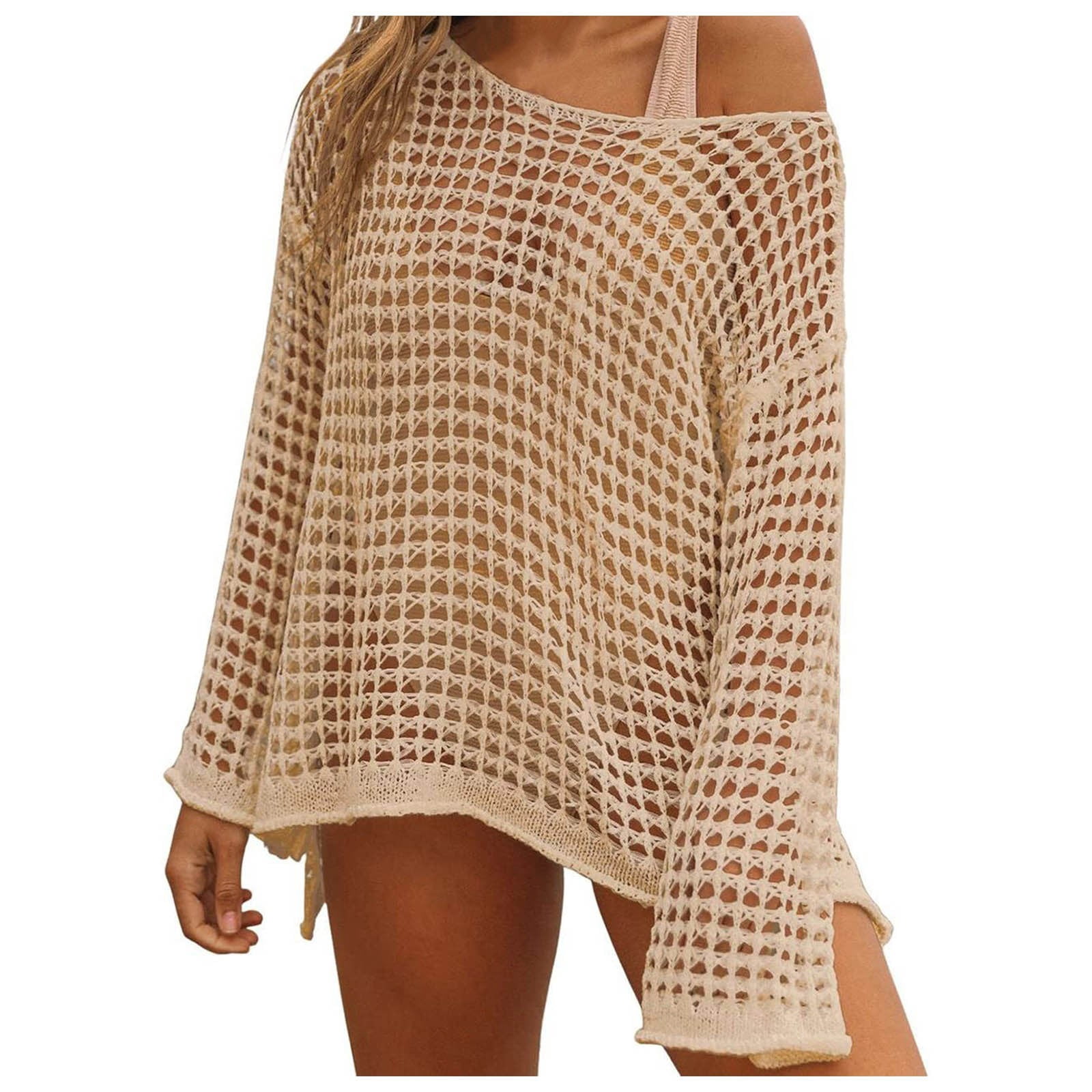 Women's Crochet Hollow Sweater – Short Sleeve Scoop Neck Pullover, Summer Beach Cover-up Or Casual Top