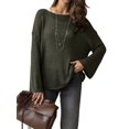 thumbnail image 1 of Womens Summer Scoop Neck Short Sleeve Sweater Casual Knit Tops Pullover Shirts Black L, 1 of 5