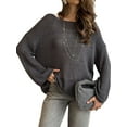 thumbnail image 1 of Womens Summer Scoop Neck Short Sleeve Sweater Casual Knit Tops Pullover Shirts Grey L, 1 of 4