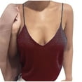 thumbnail image 1 of Womens Summer Sexy Deep V Neck Cami Shirts Solid Color Spaghetti Straps Basic Sleeveless Camisole Tank Tops Blouses, 1 of 6