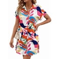 thumbnail image 1 of Womens Summer Shirt Dress Short Sleeve Floral Shift Dress Casual Loose Flowy Beach Sundress White M, 1 of 9