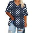 thumbnail image 1 of Womens Summer Shirts 2025 Spring Tops Deals, Women's Polka Dots Blouse Ladies Loose Fit Tunic Tee V Neck Short Sleeve Summer Tops Plus Size Comfy Shirts, 1 of 5