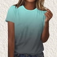 thumbnail image 1 of Womens Summer Shirts Long Sleeve Blouses for Women Ladies' Casual Gradient Printed T-shirt Short-sleeved Round-neck Top Mint Green XL, 1 of 4