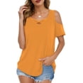 thumbnail image 1 of Womens Summer Shirts V Neck Criss Cross Cold Shoulder Tops Blouse, 1 of 5