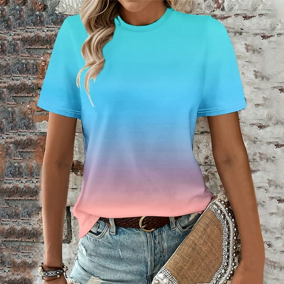 Womens Summer Shirts V Neck Short Sleeve Shirts for Women Womens T Shirts Vneck Tie Dye Top Oversized Tops for Women Spring