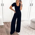 thumbnail image 1 of Womens Summer Short Sleeve Jumpsuits High Waist Low Cut Casual Neck Fit And Flare Long Pants Rompers Winter Jumpsuit Bodysuit Juniors Ladies Long Sleeve Rompers Necks Body Jumpsuit for Juniors Dressy, 1 of 6
