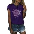 thumbnail image 1 of Womens Summer Short Sleeve Moon and Sun Printed T Shirts, 1 of 2