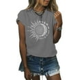 thumbnail image 1 of Womens Summer Short Sleeve Moon and Sun Printed T Shirts, 1 of 2