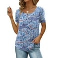 thumbnail image 1 of Womens Summer Short Sleeve Shirts Button Up Tunic Tops Casual Blouse Spring T-Shirts, 1 of 5