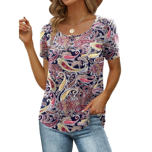 Womens Summer Short Sleeve Shirts Button Up Tunic Tops Casual Blouse Spring T-Shirts
