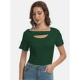 thumbnail image 1 of Womens Summer Short Sleeve T Shirts Knit Slim Fit One Piece Cutout Scoop Neck Going Out Date Night Tops, 1 of 6