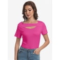 thumbnail image 1 of Womens Summer Short Sleeve T Shirts Knit Slim Fit One Piece Cutout Scoop Neck Going Out Date Night Tops, 1 of 6
