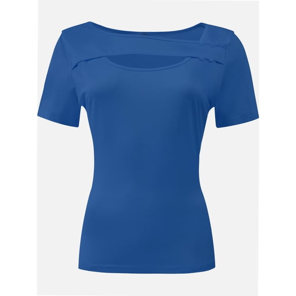 Womens Summer Short Sleeve T Shirts Slim Fit One Piece Cutout Scoop Neck Going Out Date Night Tops