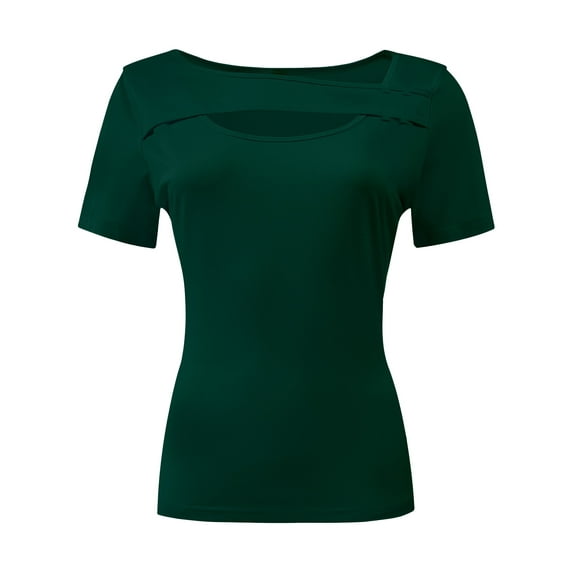 Womens Summer Short Sleeve T Shirts Slim Fit One Piece Cutout Scoop Neck Going Out Date Night Tops