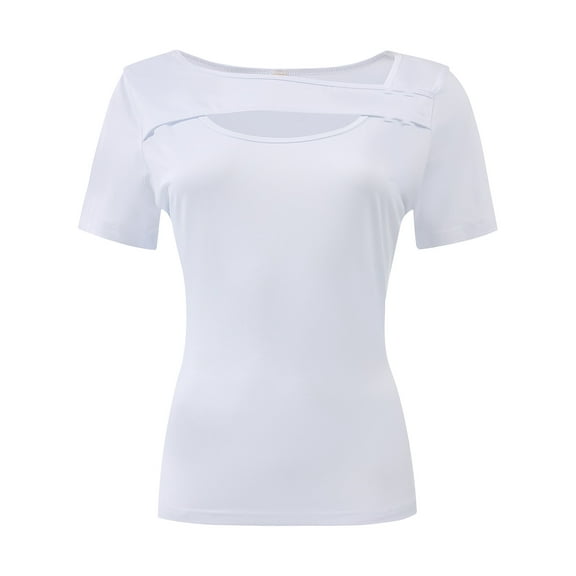 Womens Summer Short Sleeve T Shirts Slim Fit One Piece Cutout Scoop Neck Going Out Date Night Tops