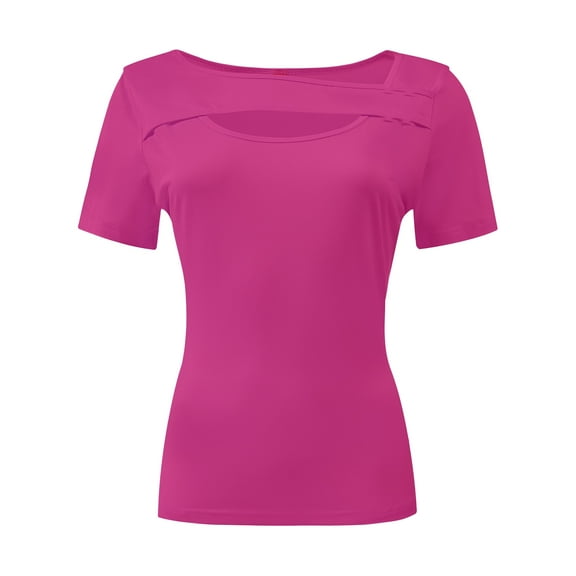 Womens Summer Short Sleeve T Shirts Slim Fit One Piece Cutout Scoop Neck Going Out Date Night Tops