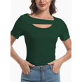thumbnail image 1 of Womens Summer Short Sleeve T Shirts Slim Fit One Piece Cutout Scoop Neck Going Out Date Night Tops, 1 of 6