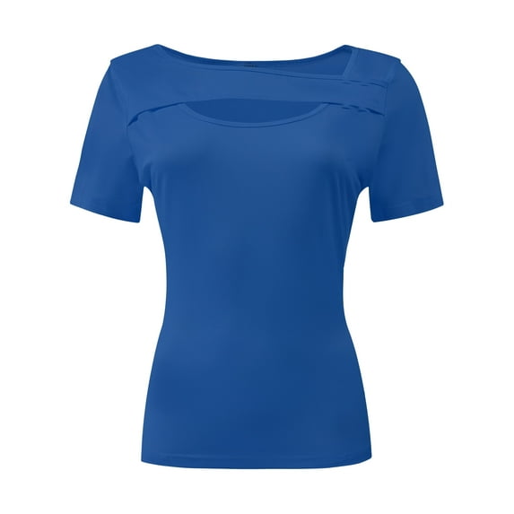 Womens Summer Short Sleeve T Shirts Slim Fit One Piece Cutout Scoop Neck Going Out Date Night Tops