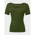thumbnail image 1 of Womens Summer Short Sleeve T Shirts Slim Fit One Piece Cutout Scoop Neck Going Out Date Night Tops, 1 of 5
