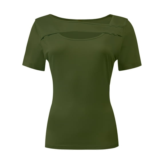 Womens Summer Short Sleeve T Shirts Slim Fit One Piece Cutout Scoop Neck Going Out Date Night Tops
